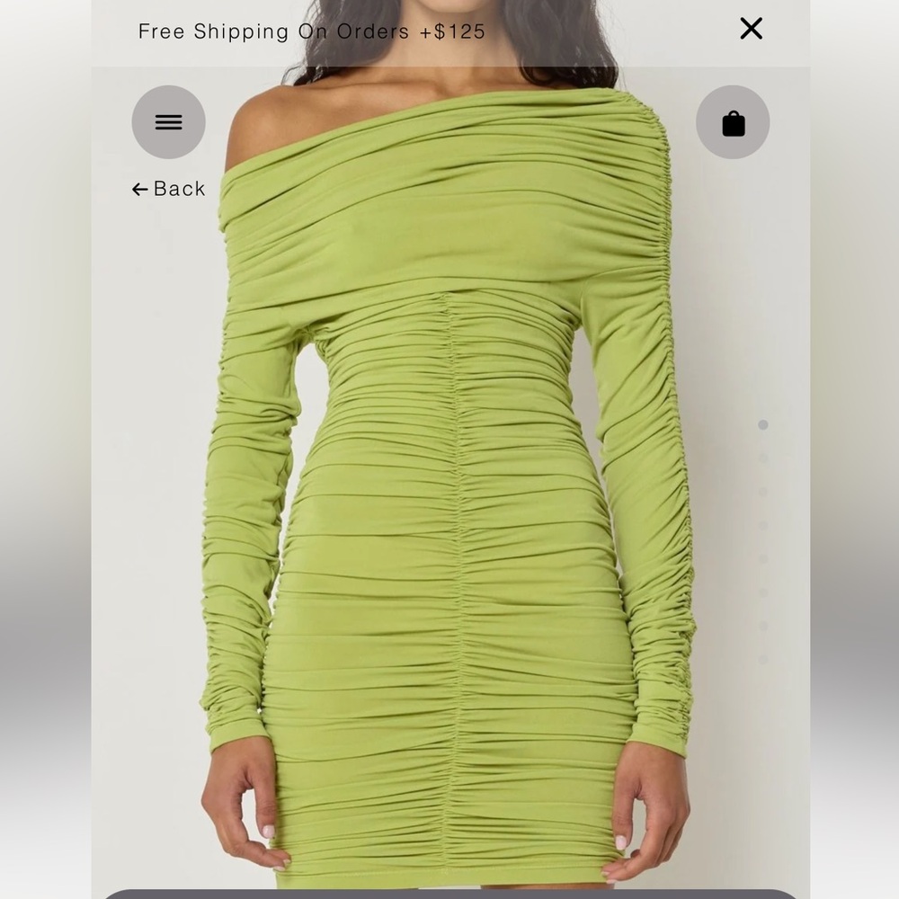 NWT KHY X Atlien Runched Green Bodycon Mini Dress L
